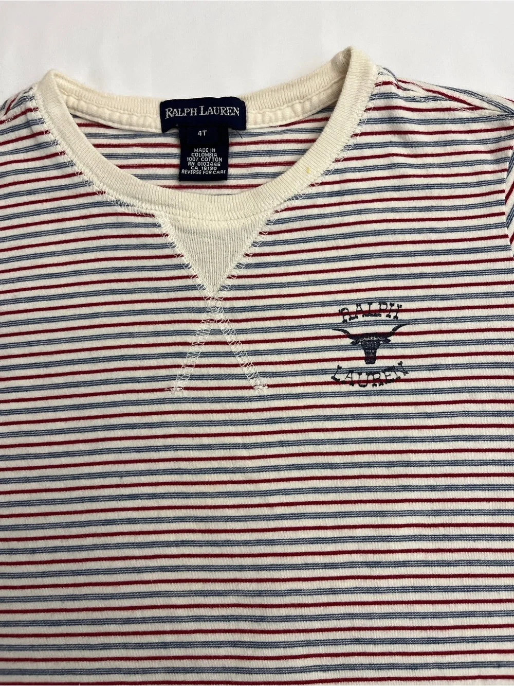 Ralph Lauren 90s Longhorn Micro Stripe Vintage T-Shirt 4T